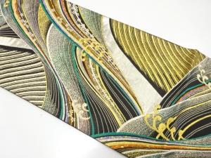 荒波に小花模様織り出し　振袖用袋帯